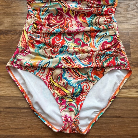 Lauren Ralph Lauren Boho Sunrise Paisley Mio One-Piece Multi Swimsuit - Picture 4 of 16